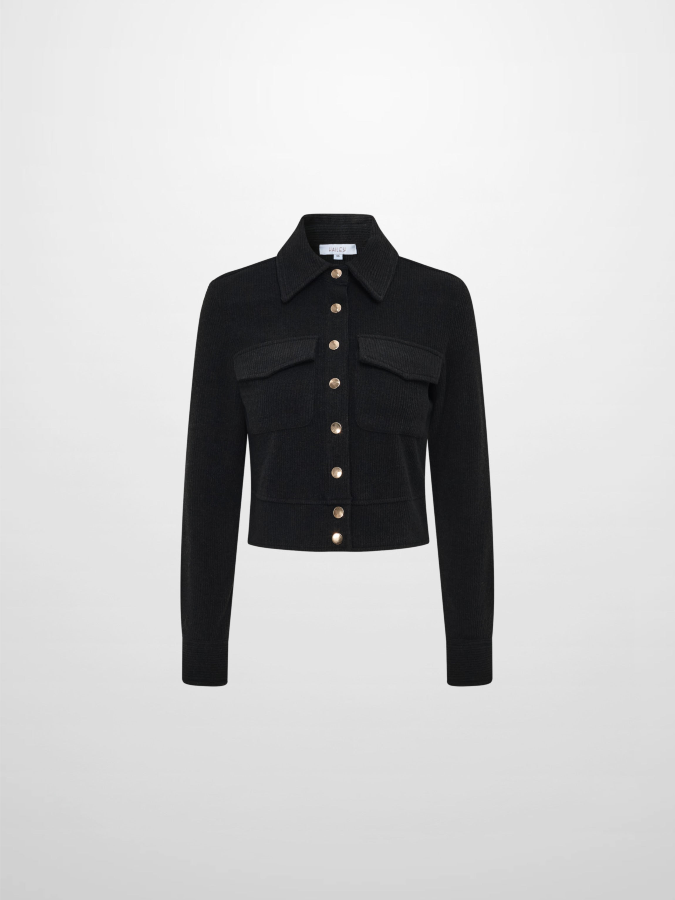 Soft Ribbed Crop Jacket - Black