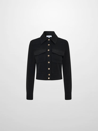 Soft Ribbed Crop Jacket - Black