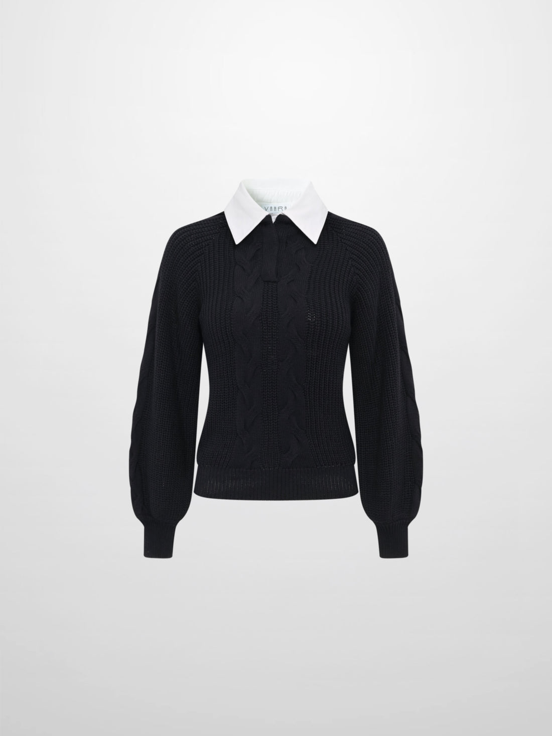 Shirt Collar Sweater - Black/Solid White