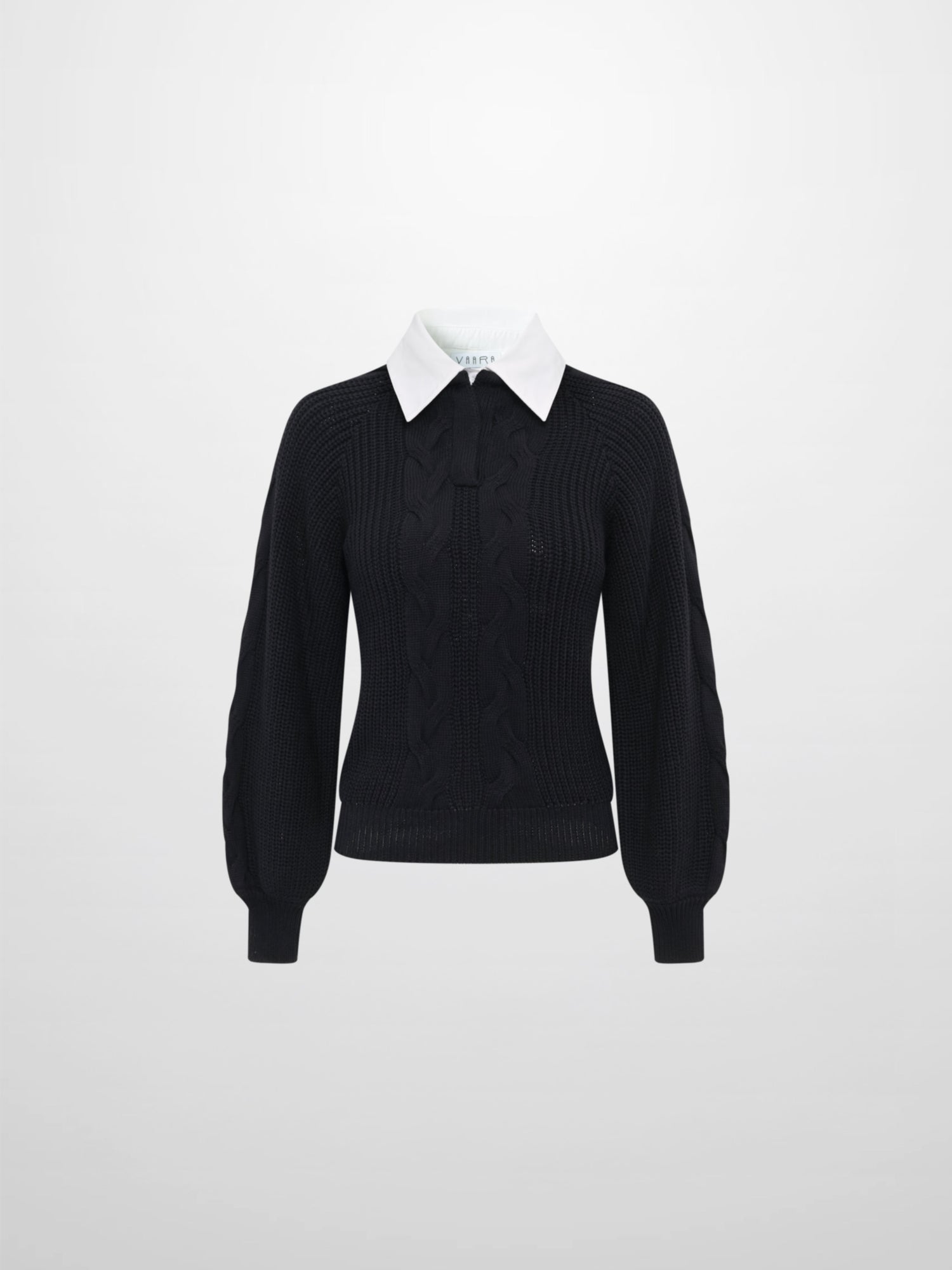 Shirt Collar Sweater - Black/Solid White