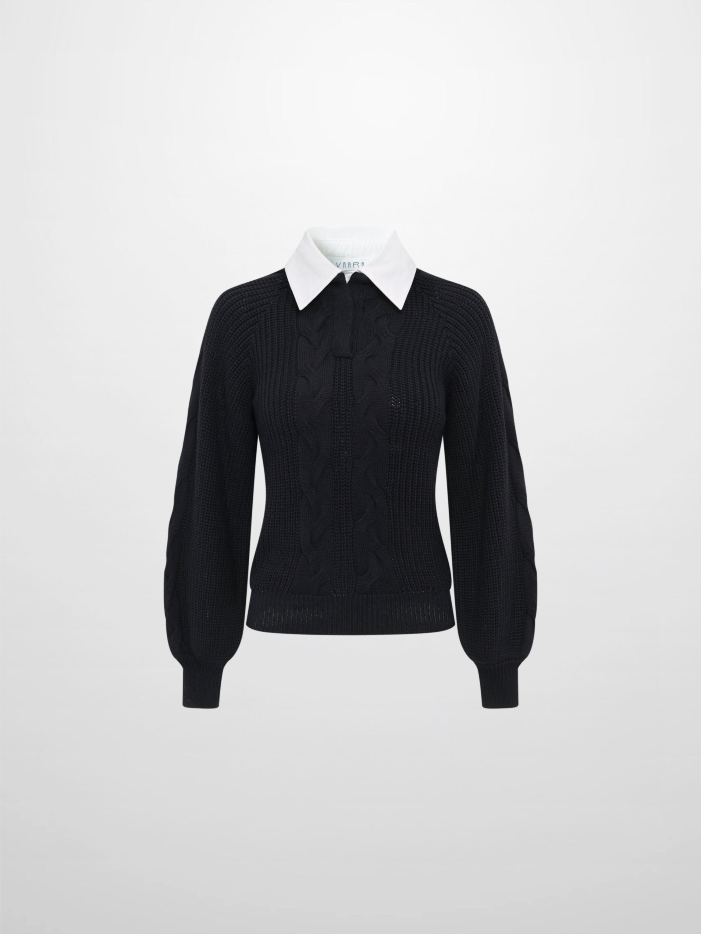 Shirt Collar Sweater - Black/Solid White