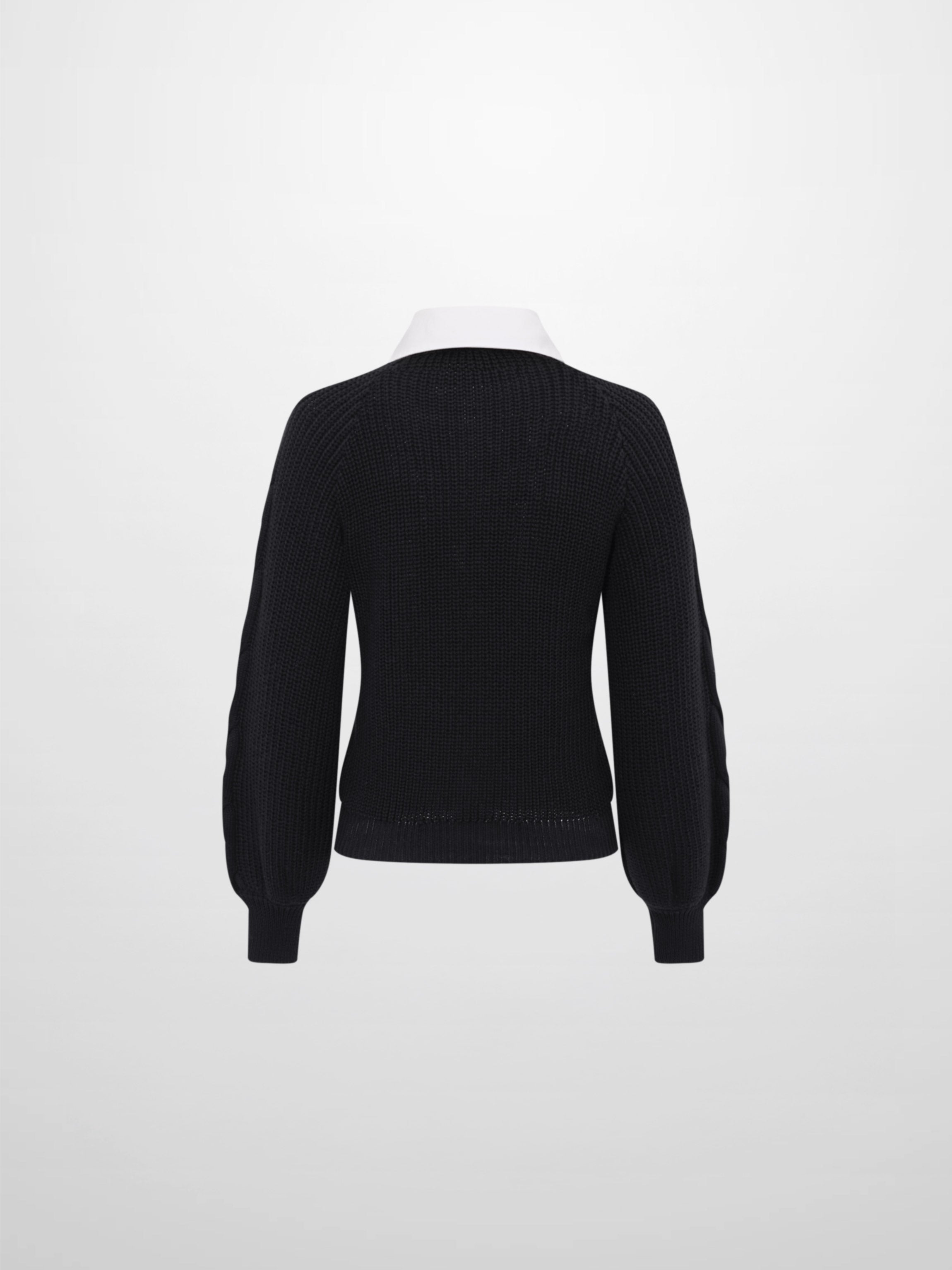 Shirt Collar Sweater - Black/Solid White