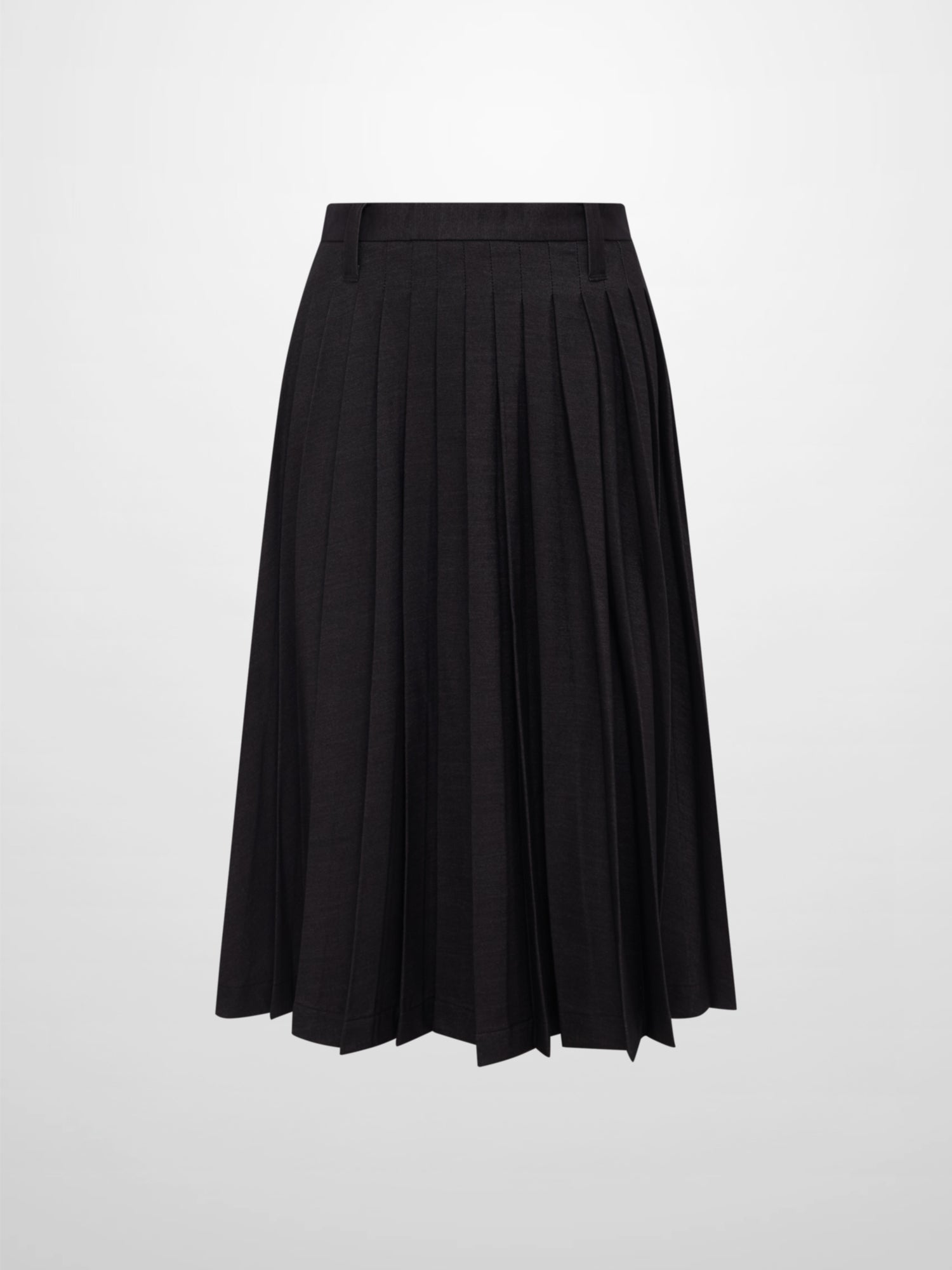 Short Pleated Jersey Denim Skirt - Black
