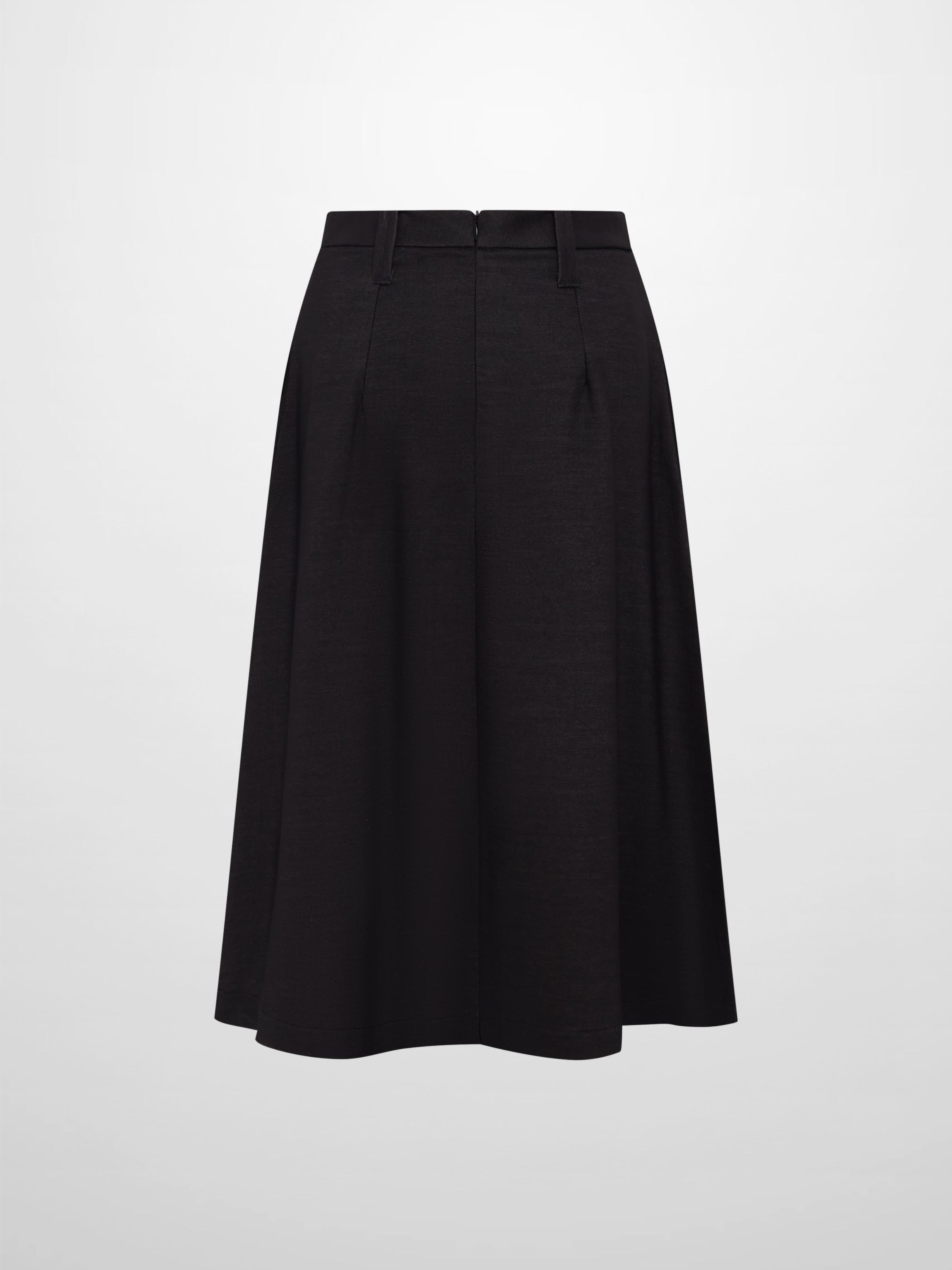 Short Pleated Jersey Denim Skirt - Black
