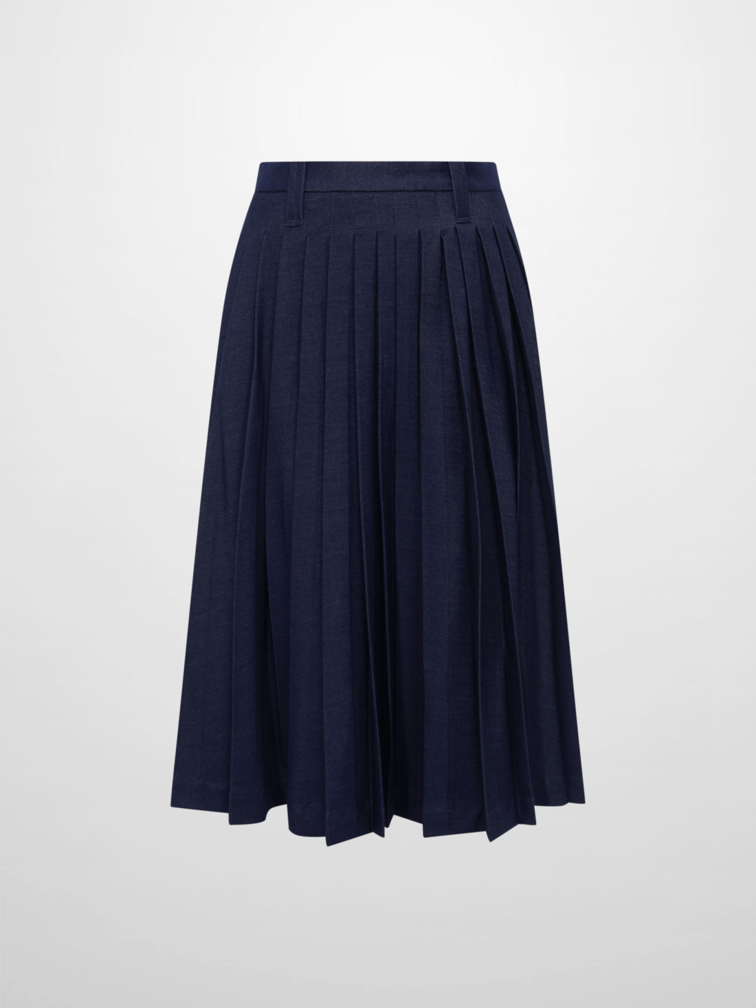 Short Pleated Jersey Denim Skirt - Blue