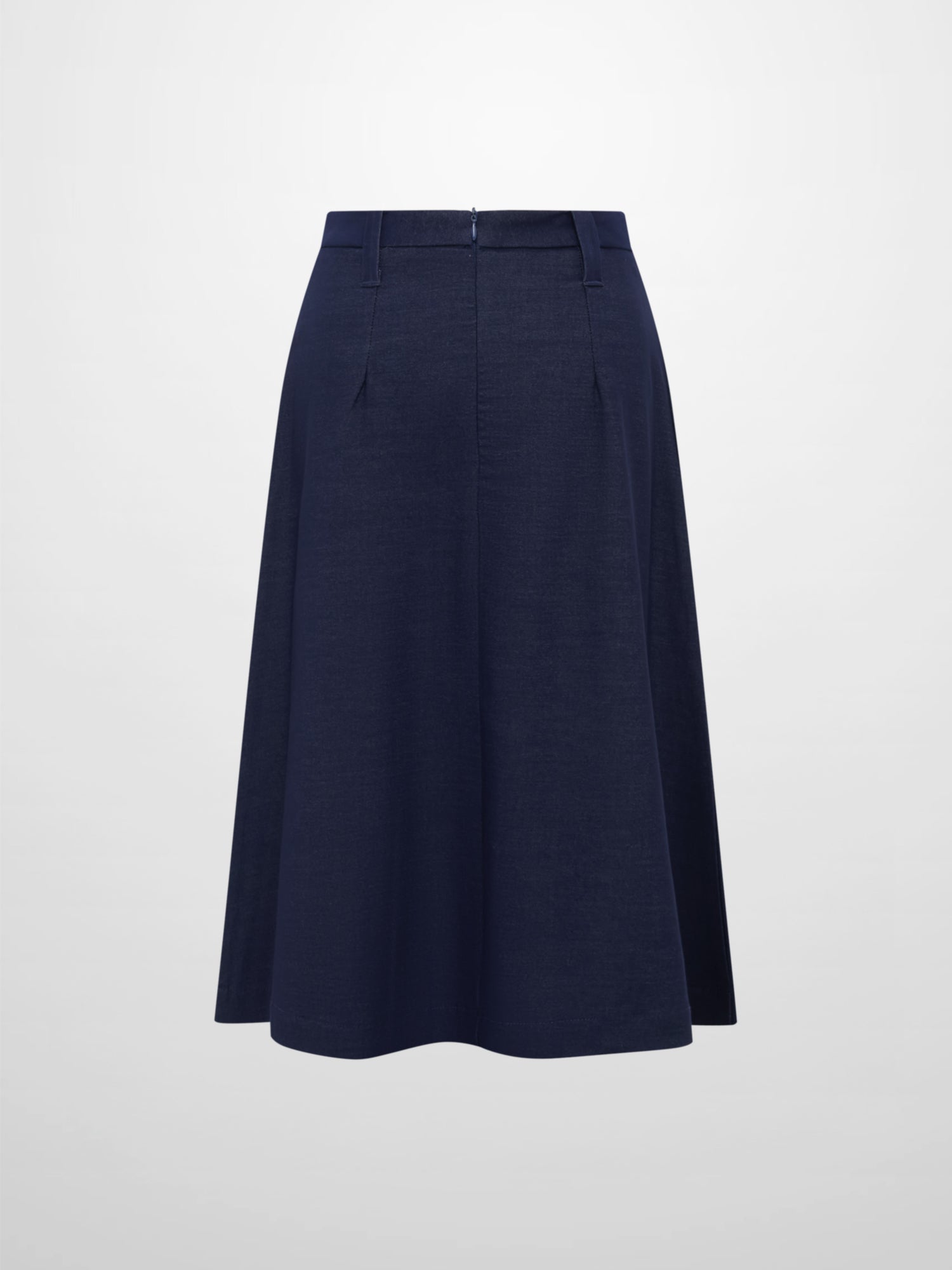 Short Pleated Jersey Denim Skirt - Blue