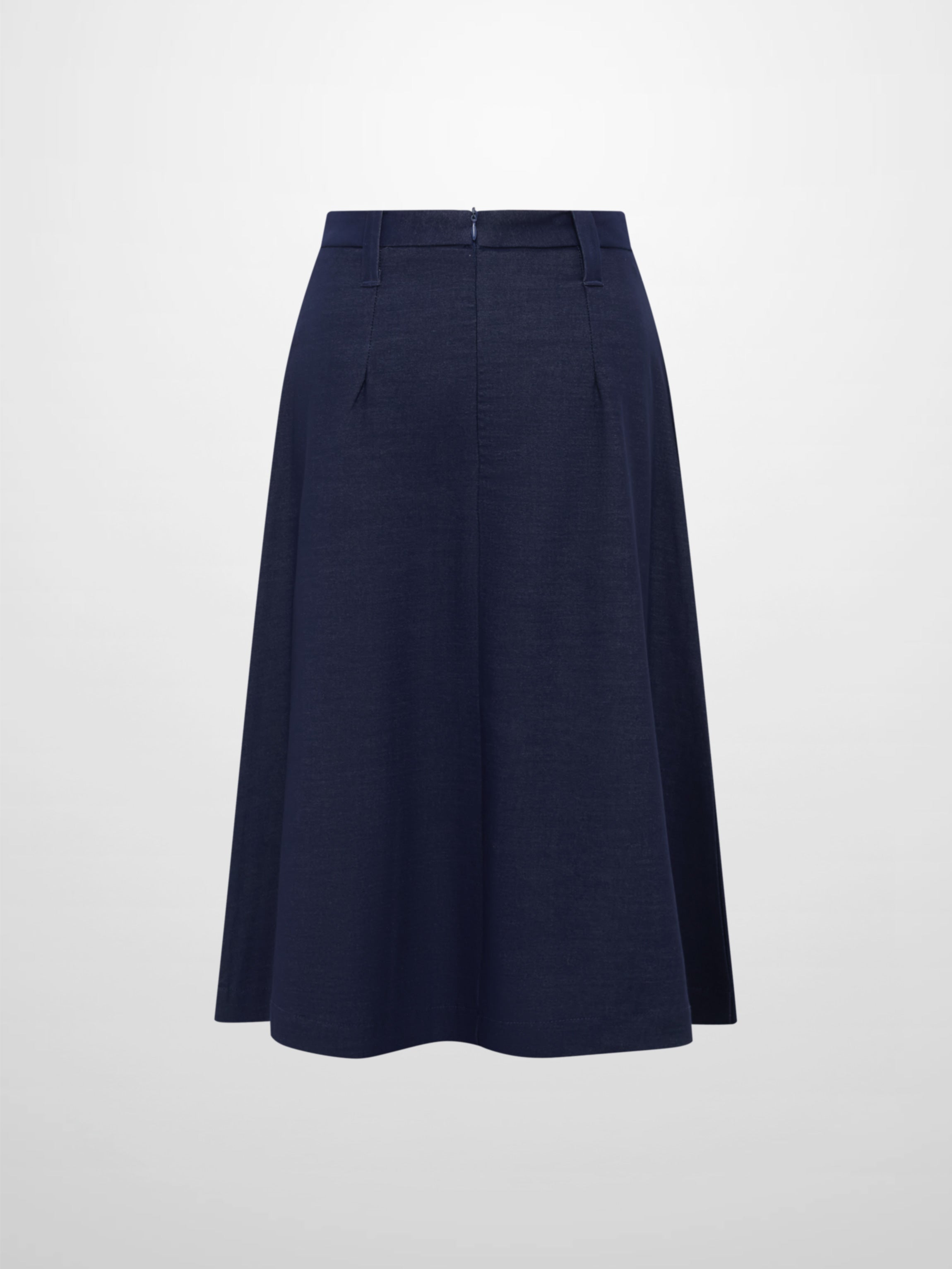 Short Pleated Jersey Denim Skirt - Blue