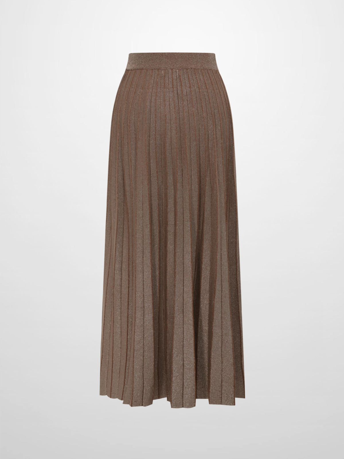 Lurex Pleat Knit Maxi Skirt - Brown