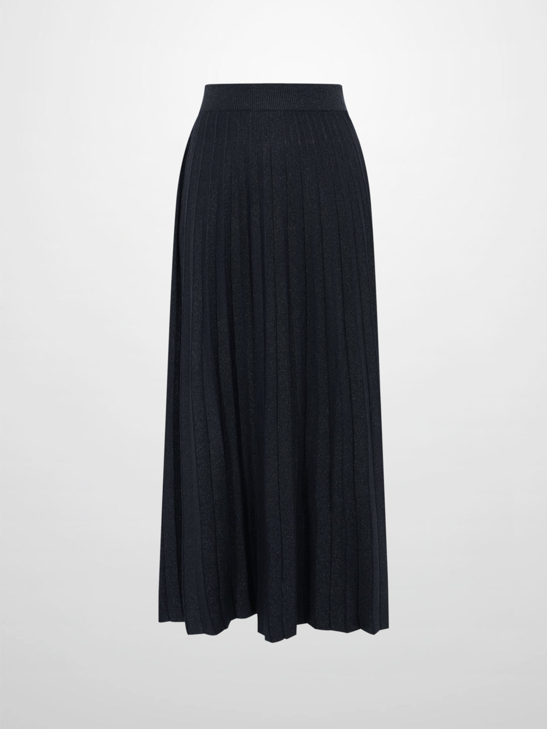 Lurex Pleat Knit Maxi Skirt - Black