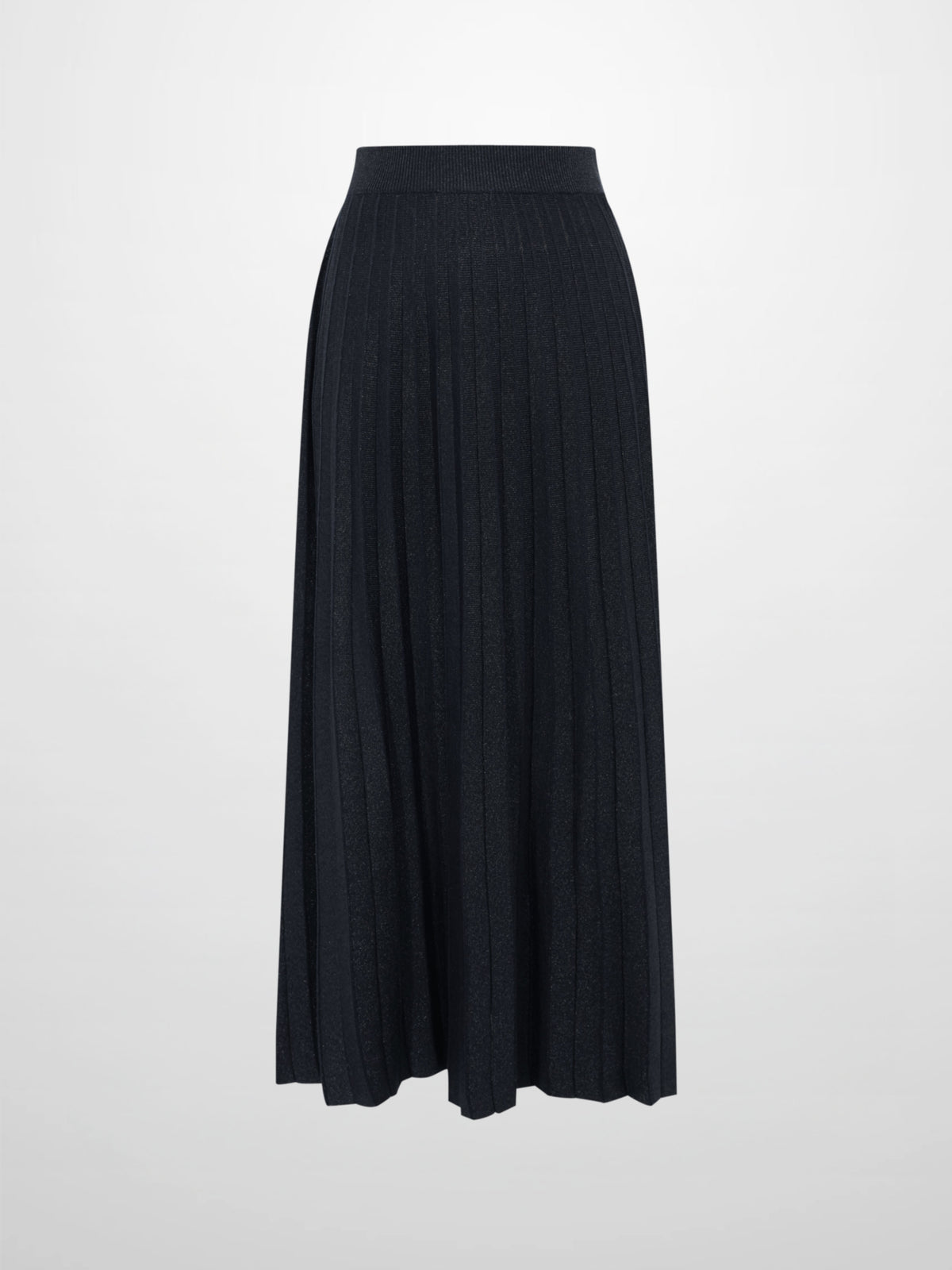 Lurex Pleat Knit Maxi Skirt - Black