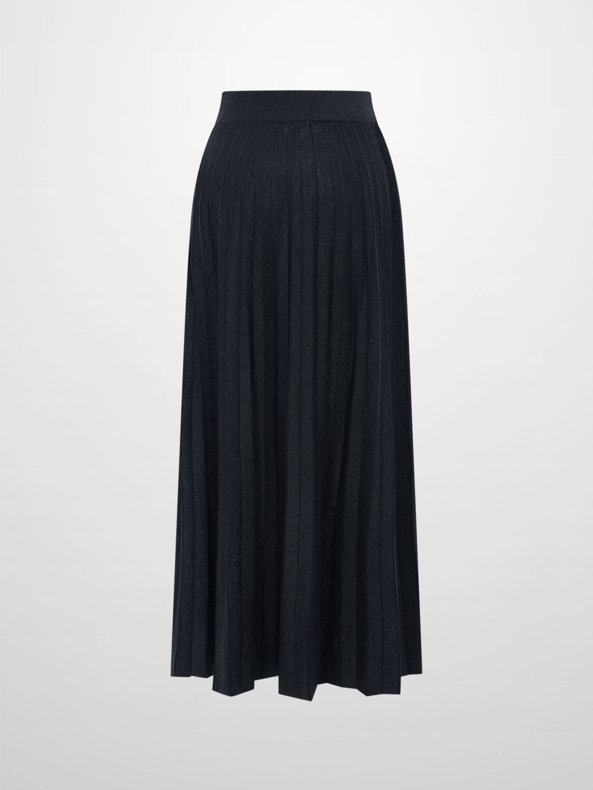 Lurex Pleat Knit Maxi Skirt - Black
