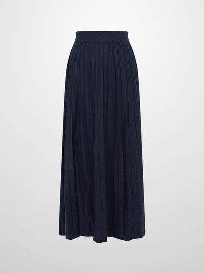 Lurex Pleat Knit Maxi Skirt - Blue