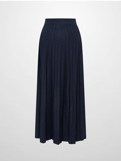 Lurex Pleat Knit Maxi Skirt - Blue