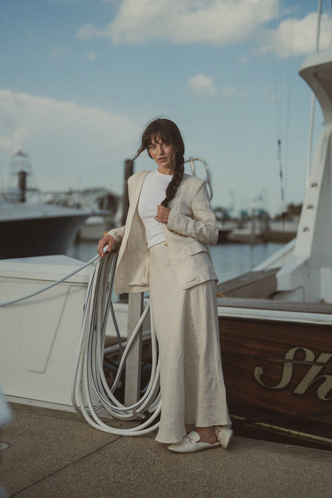 Linen Blazer-Ecru