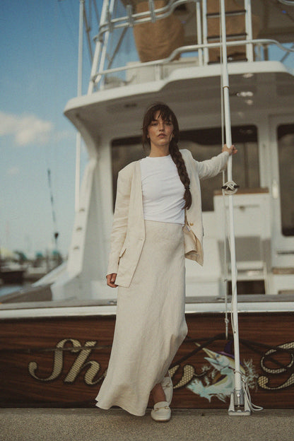 Linen Blazer-Ecru
