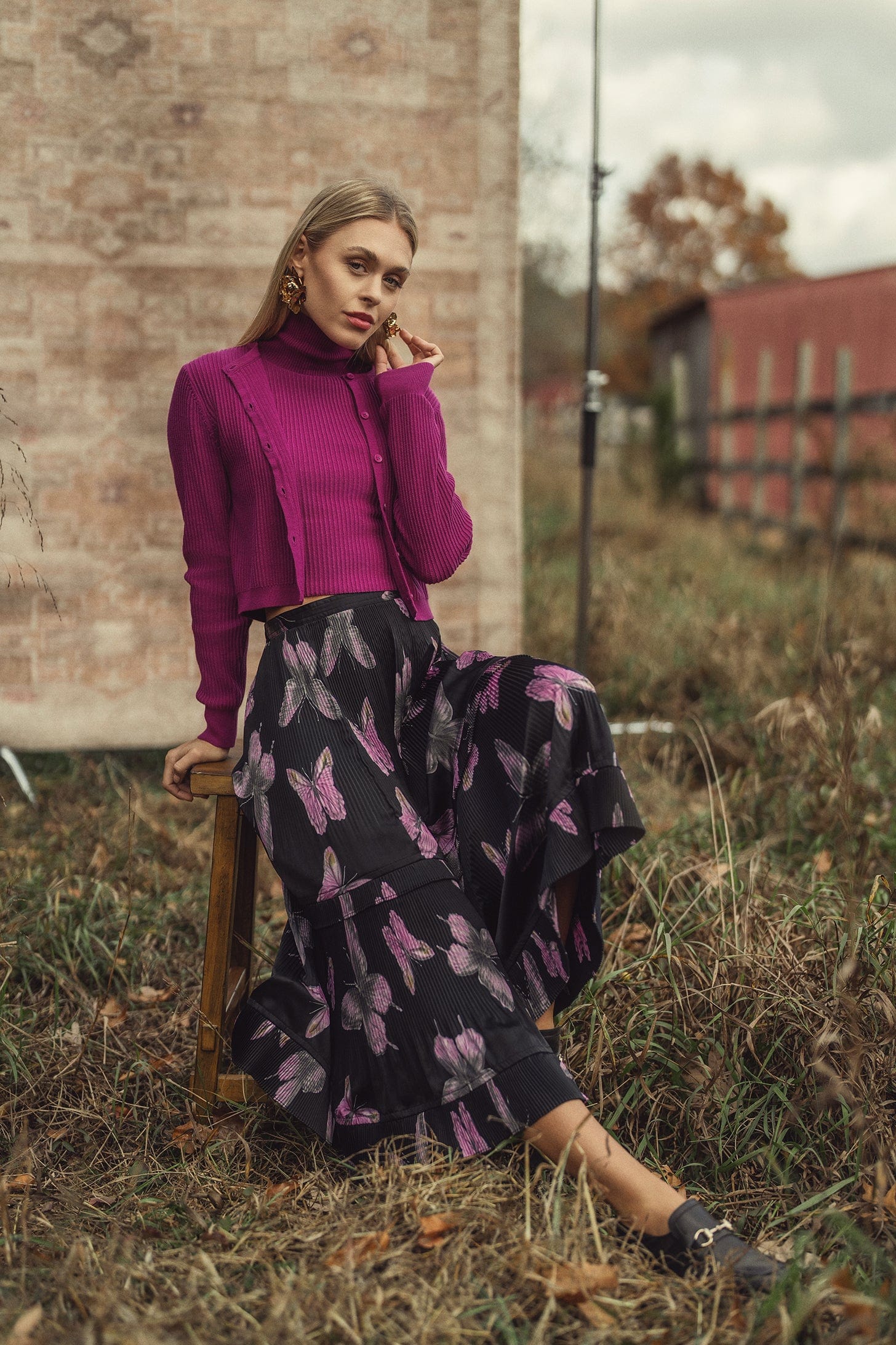 Sleeveless Ribbed Turtleneck-Fuchsia Pink