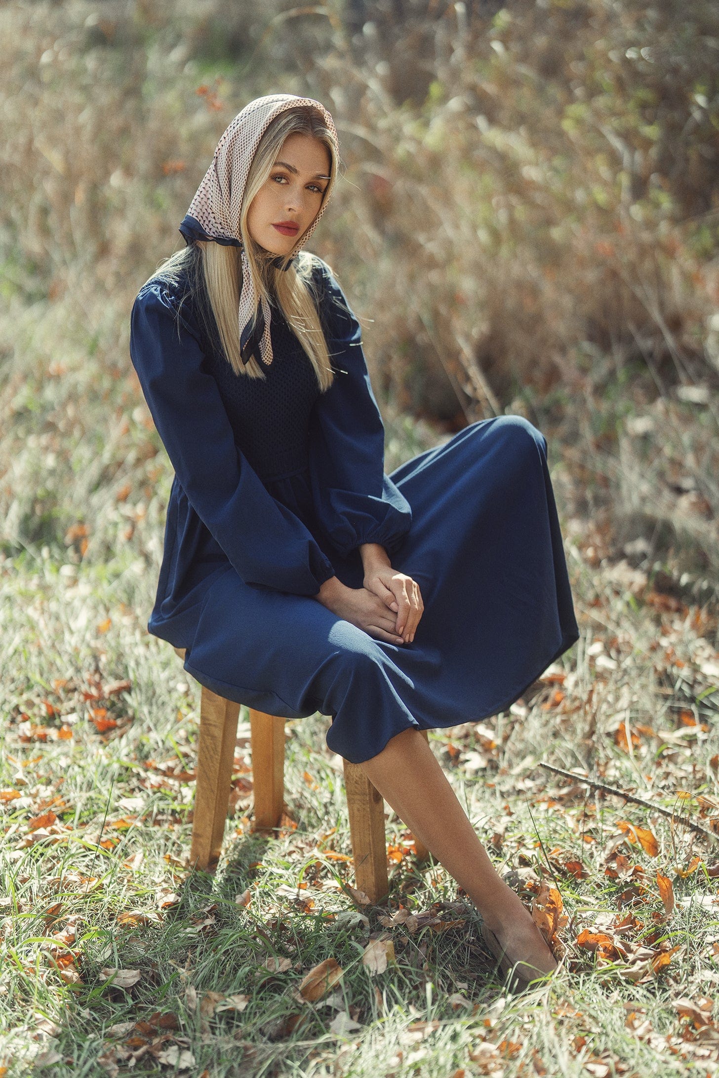 Crochet Top Dress-Navy