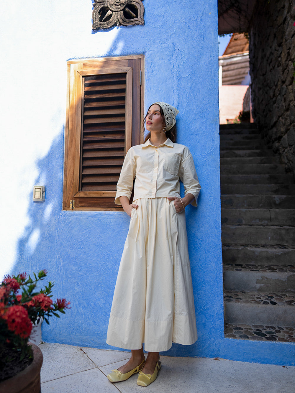 Elastic Waist Gathered Skirt-Yellow