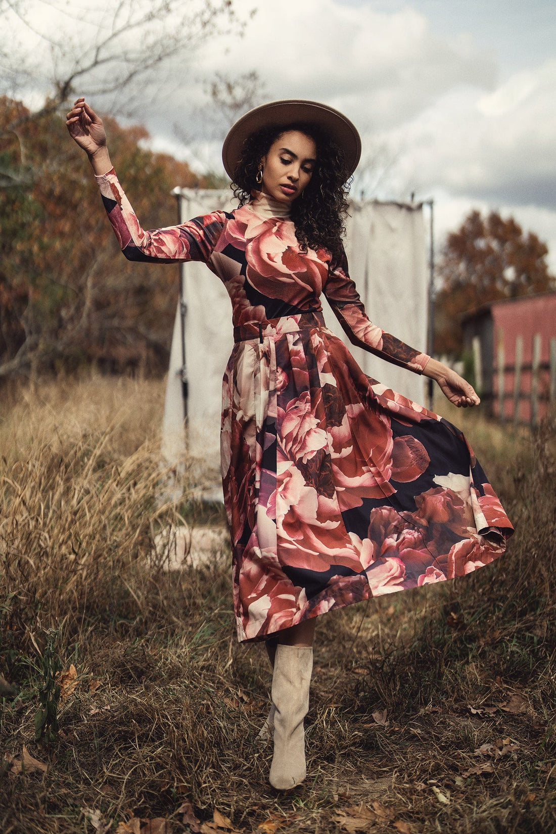 Belted Printed Skirt-Floral