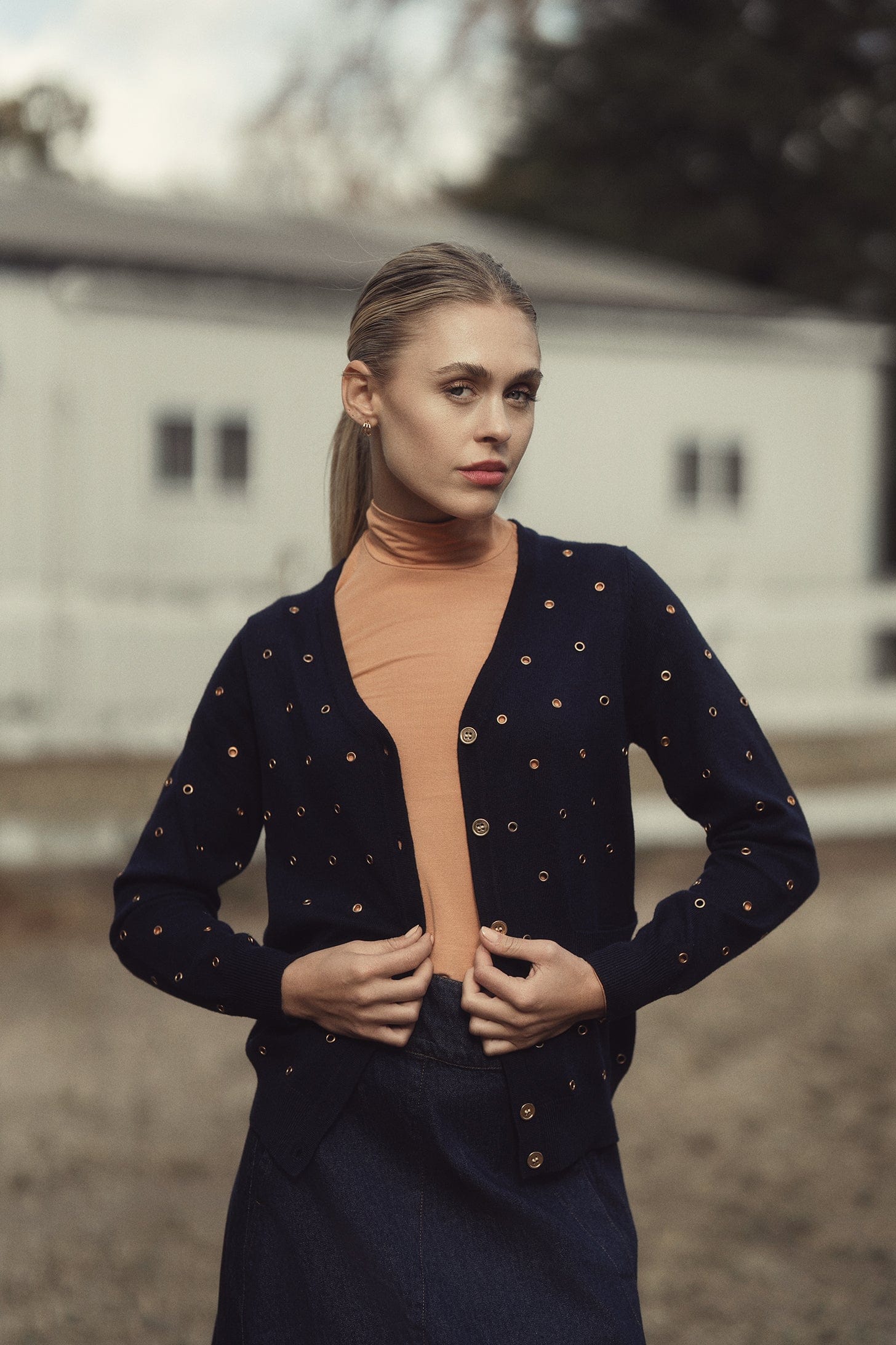 Grommet Cardigan-Navy