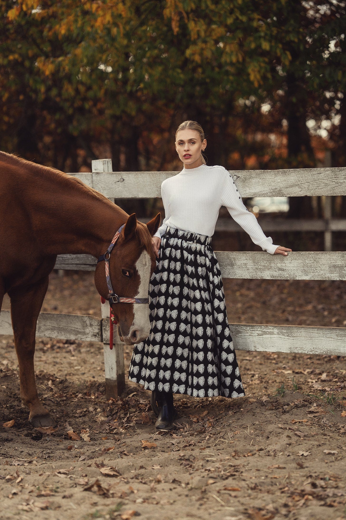 Waisted Printed Skirt-Bow Blitz