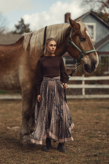 Ruched Waist Skirt- Snake Print