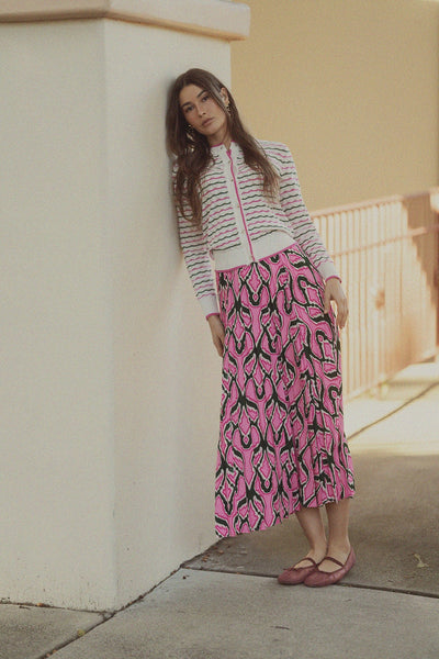 新品カステルバジャクゴルフレディース緑白、ピンクと白ストライプニットカーディガン 新品カステルバジャクゴルフレディース緑白、ピンクと白ストライプ