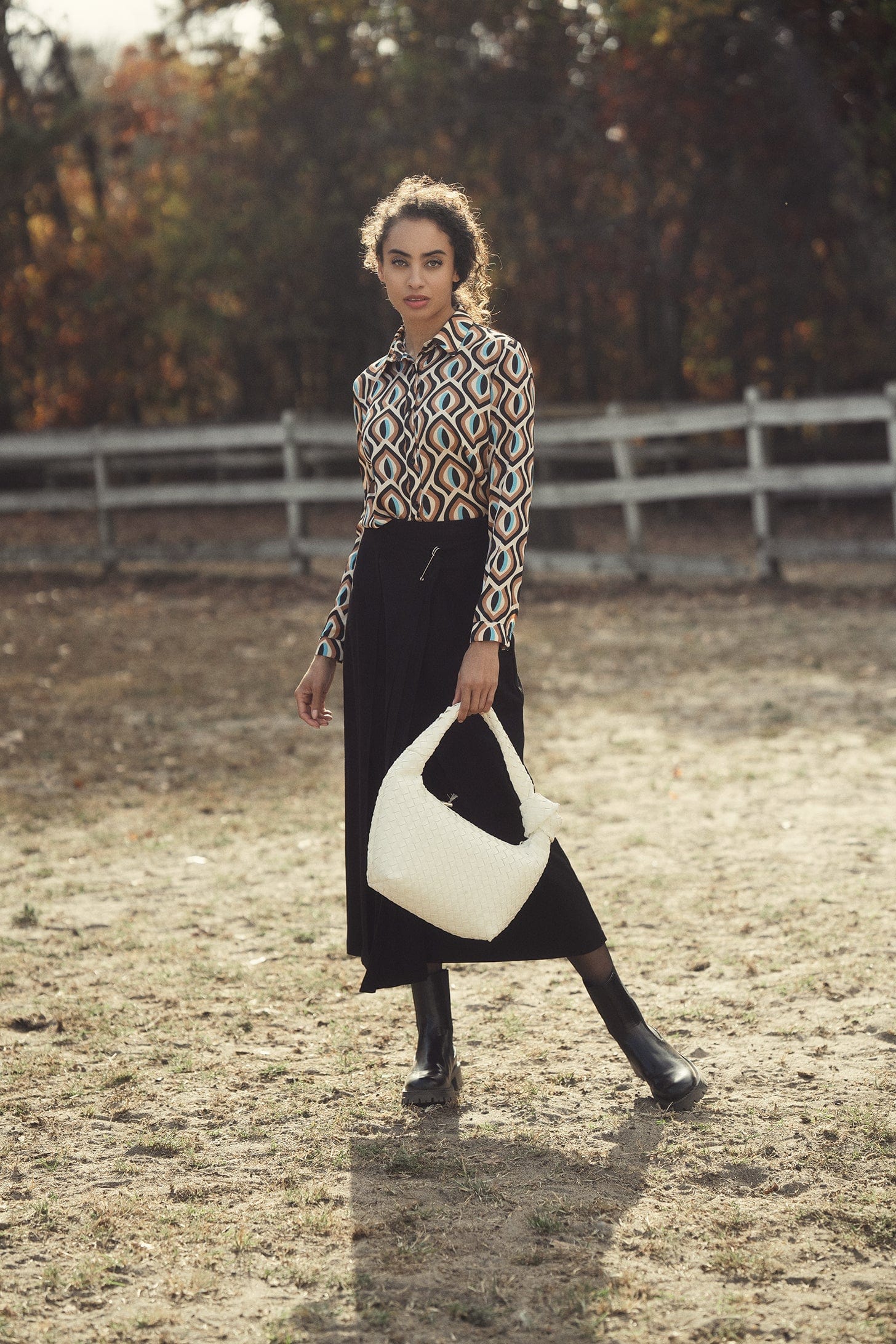 Printed Blouse-Geometric Neutrals