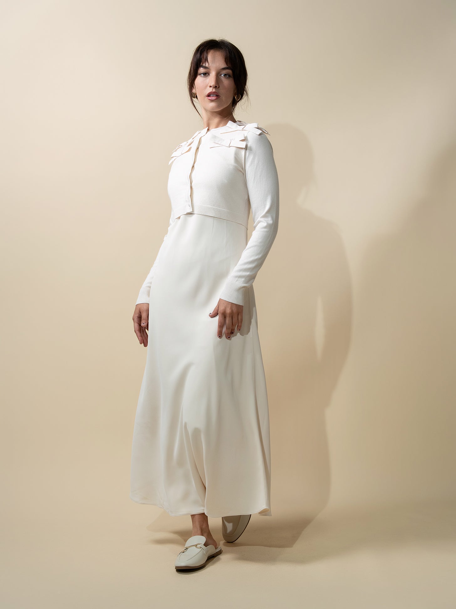 cream dress cardigan Nova Long Cardigan - Cream