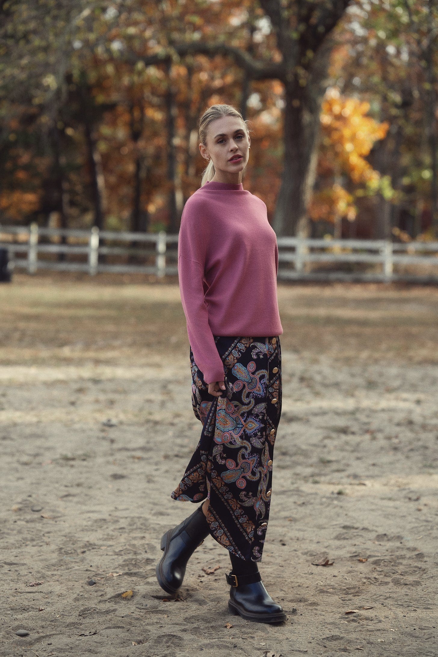 asymmetrical printed skirt-floral paisley