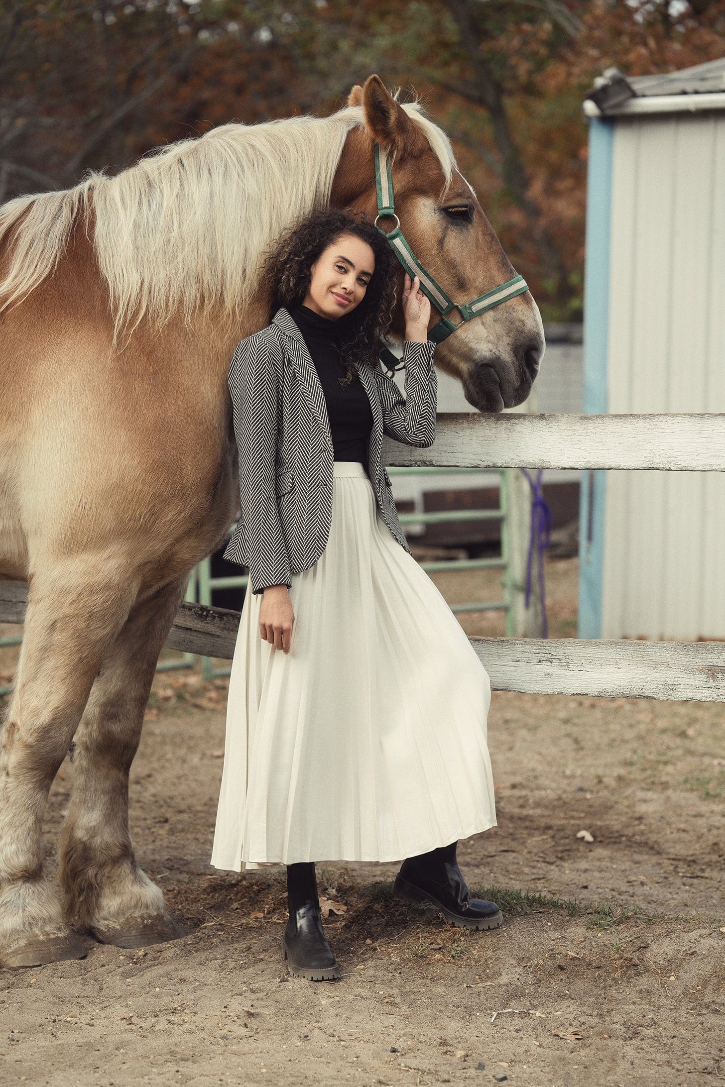 Pleated Skirt 35&quot;-Ivory