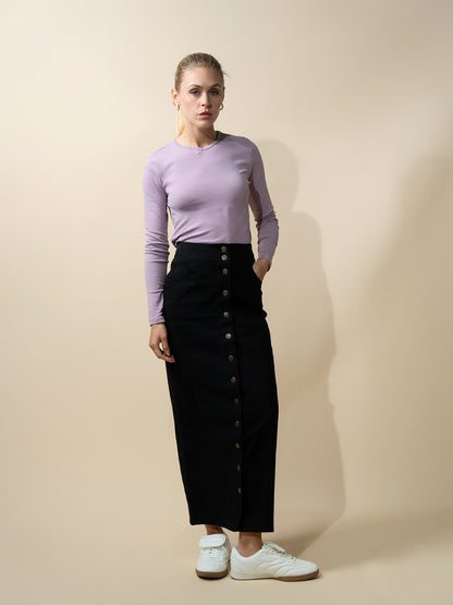 Basic High V Tee Long Sleeve-Lavender