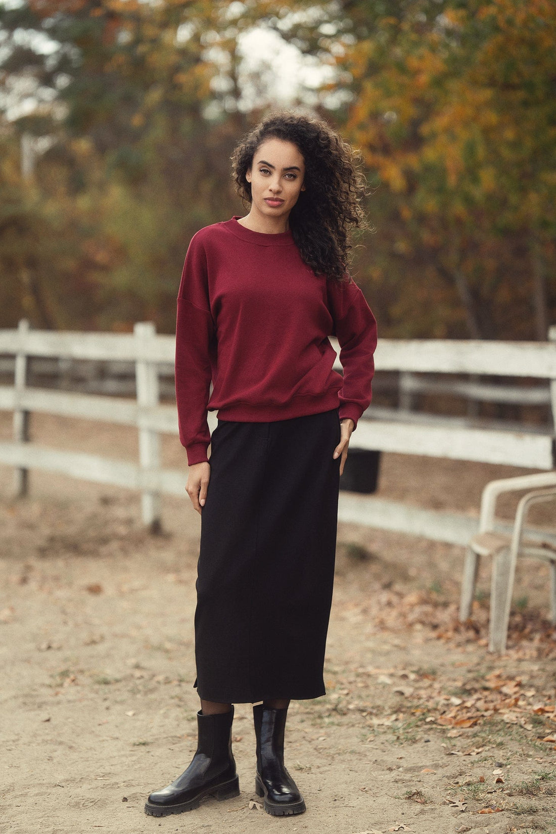 Basic Straight Ponte Skirt-Black