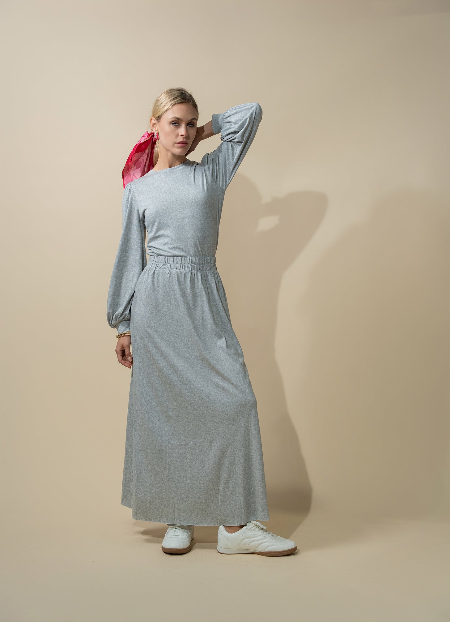 Bubble Sleeve T-Shirt-Heathered Grey