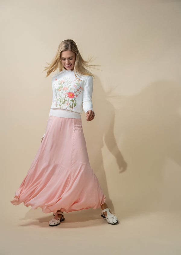 TRUMPET FLARE SKIRT-SUMMER BLUSH