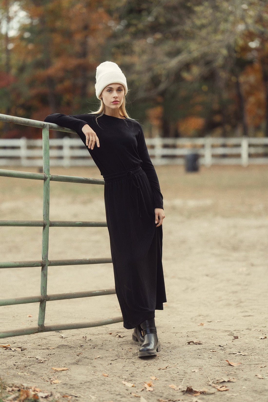 Falda jaspeada con cordón-Negro