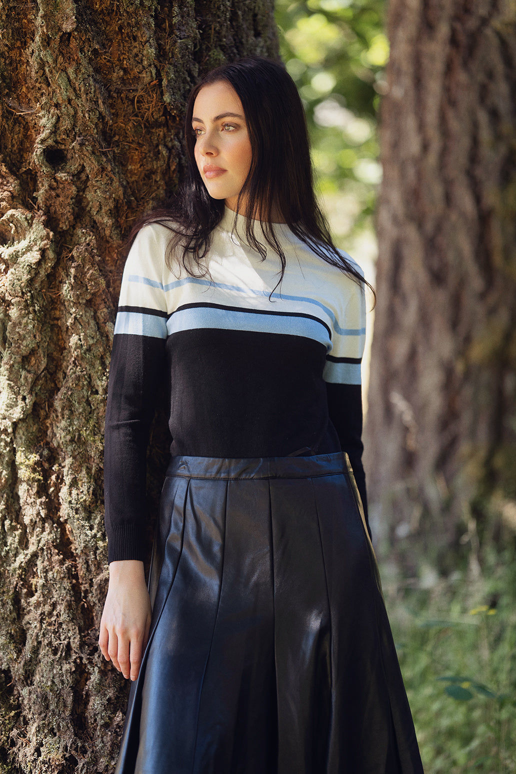 Middle Stripe Sweater-Blue