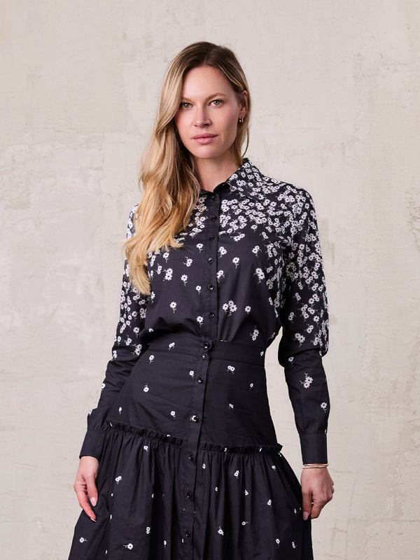 Ombre Flower Blouse-Black