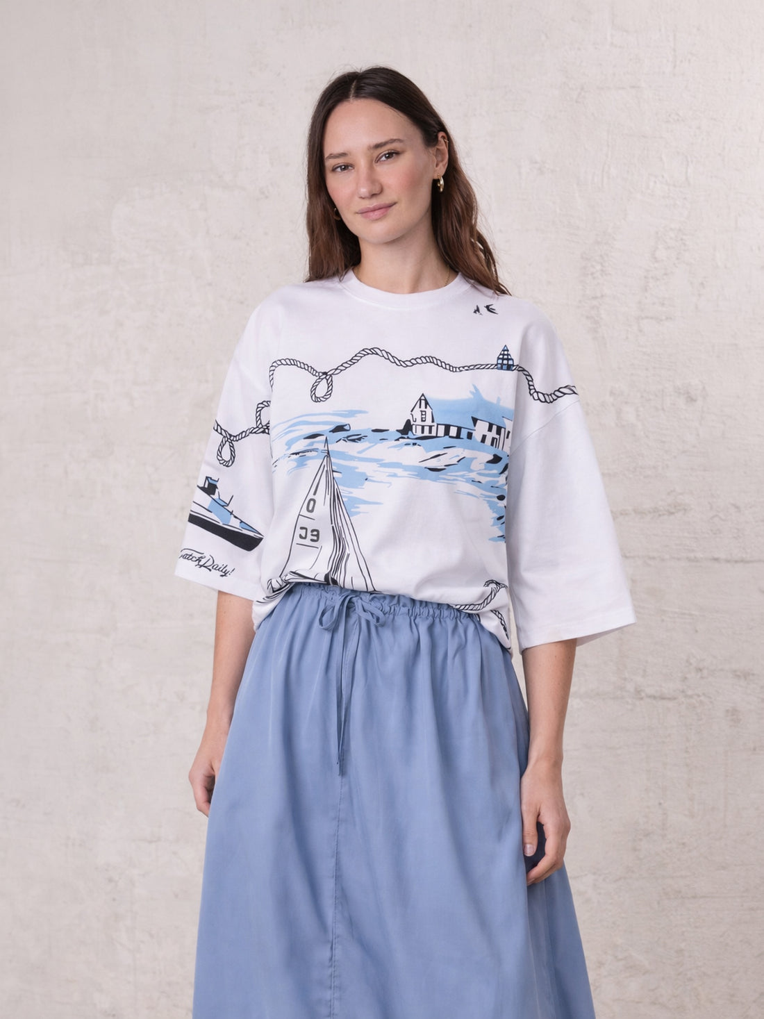 Oversized Printed Tee-Nautical