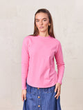 Oversized Rounded Hem T-Shirt-Pink