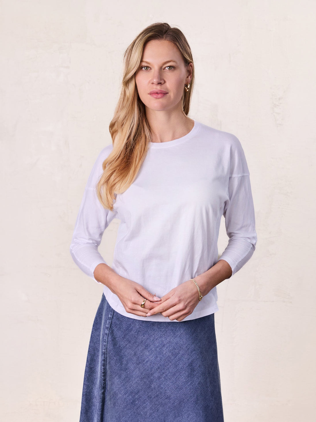 Oversized Rounded Hem T-Shirt-White