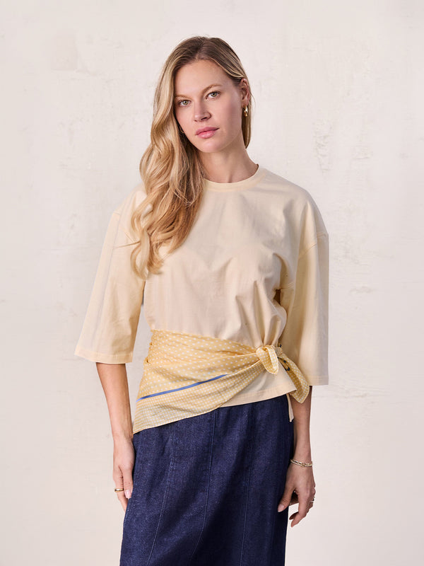 Oversized Rounded Hem T-Shirt-Yellow