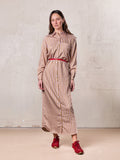 Oversized Shirtdress-Camel/White