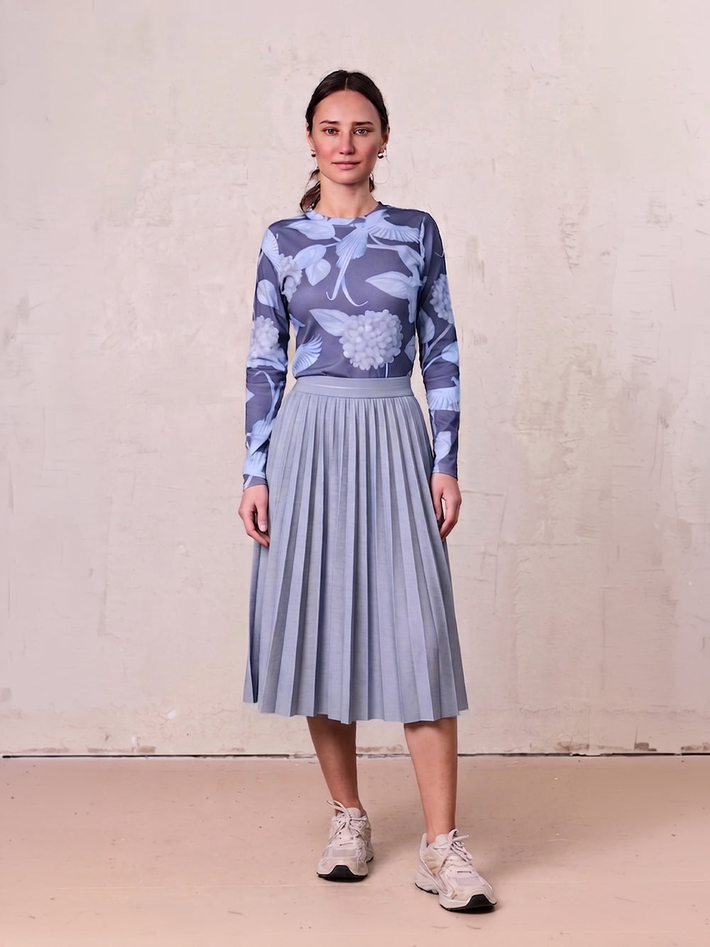 PLEATED SKIRT 26"-DENIM LT BLUE