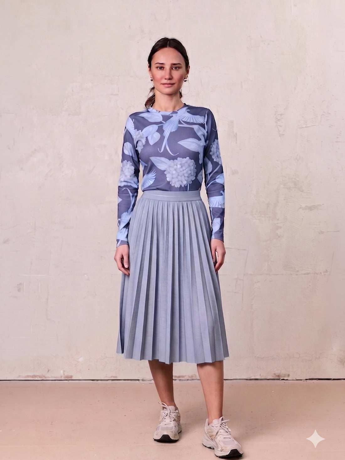 PLEATED SKIRT 26"-DENIM LT BLUE