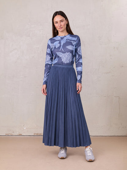 PLEATED SKIRT 37"-DENIM DARK BLUE
