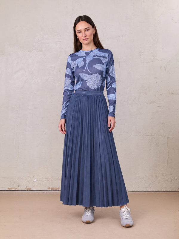 PLEATED SKIRT 37"-DENIM DARK BLUE