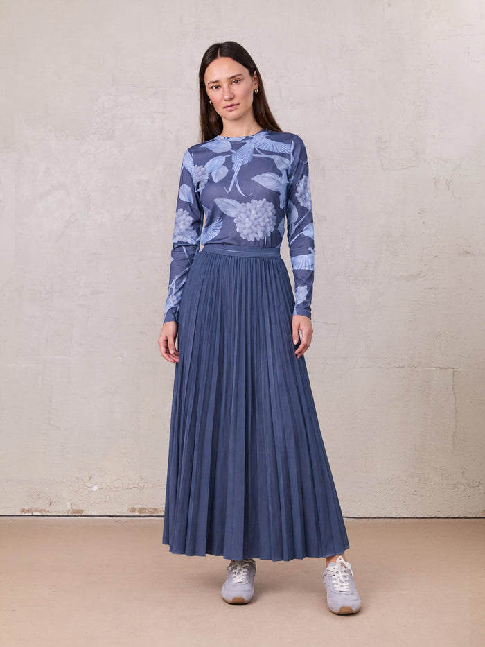 PLEATED SKIRT 37"-DENIM DARK BLUE