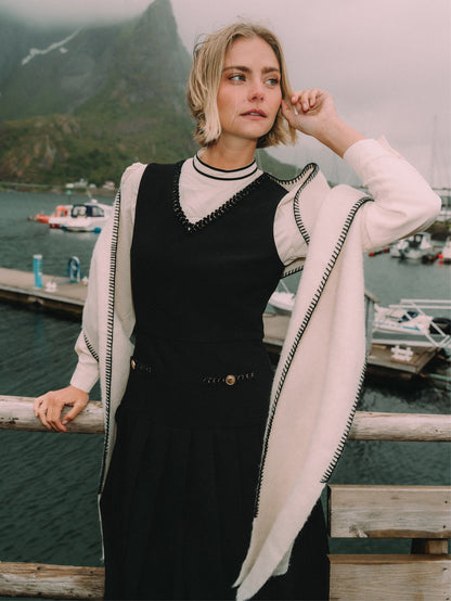 Velvet Trim Blouse - Cream