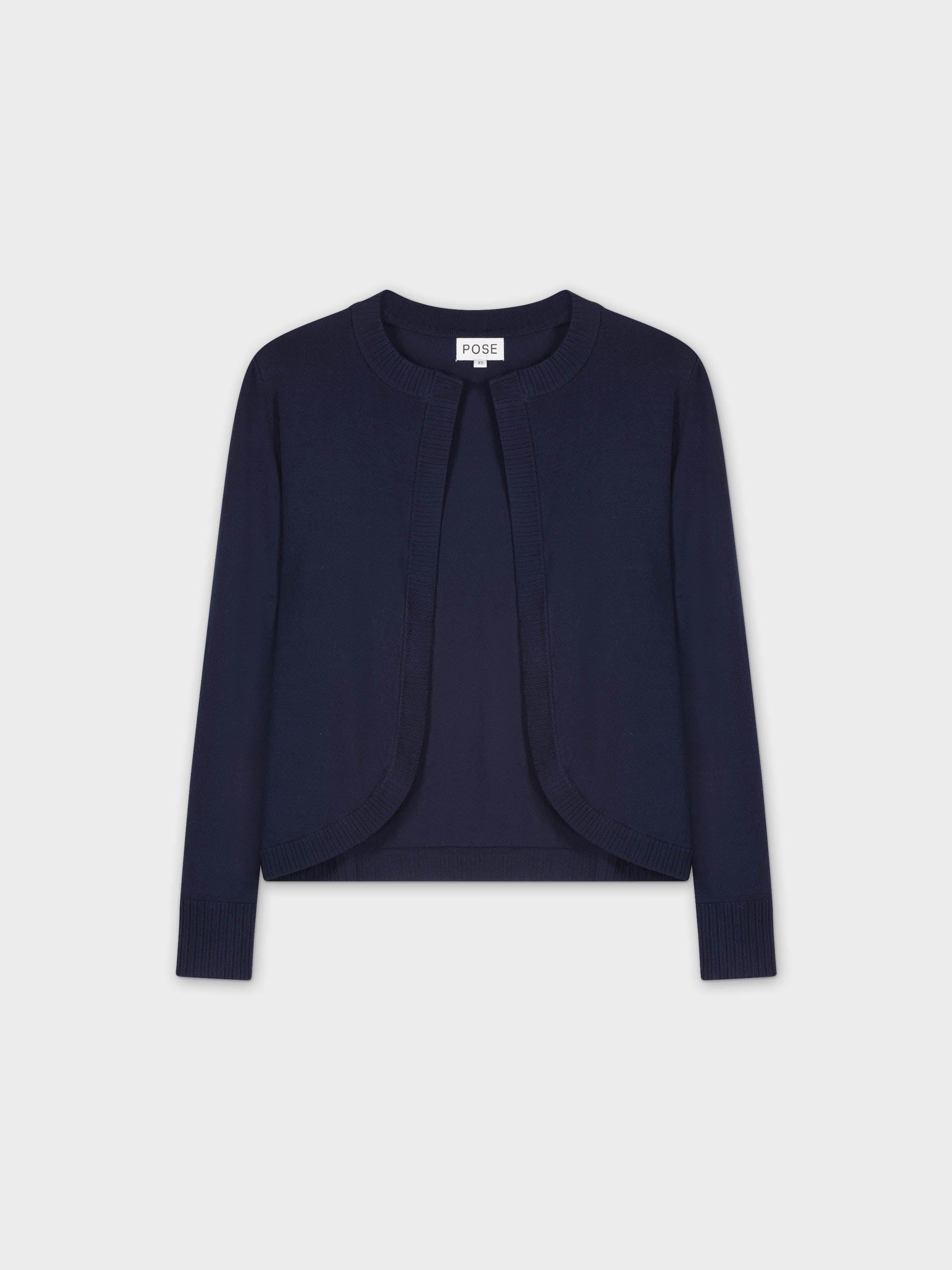 BANDED SHRUG-NAVY